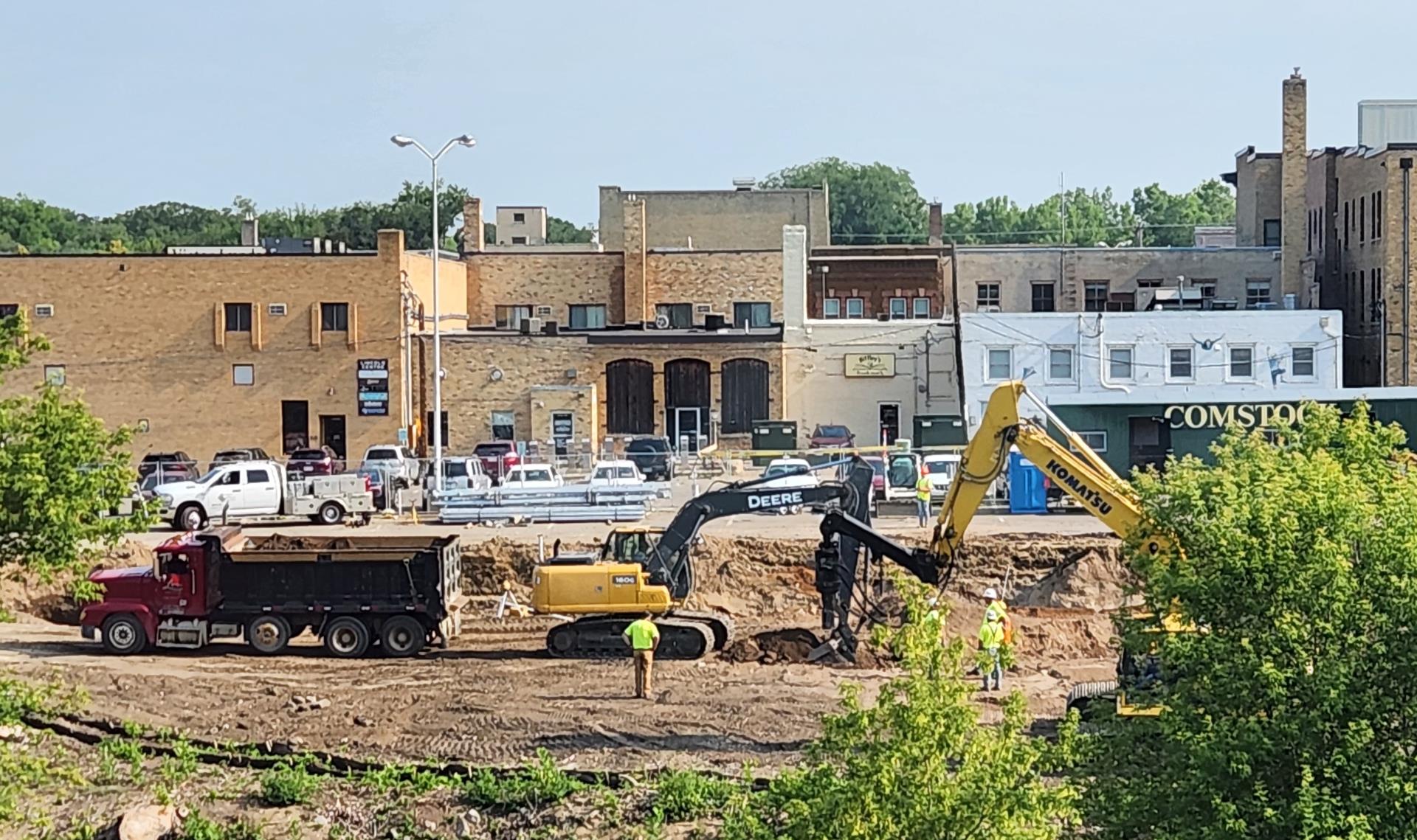 Excavating for the splash pad