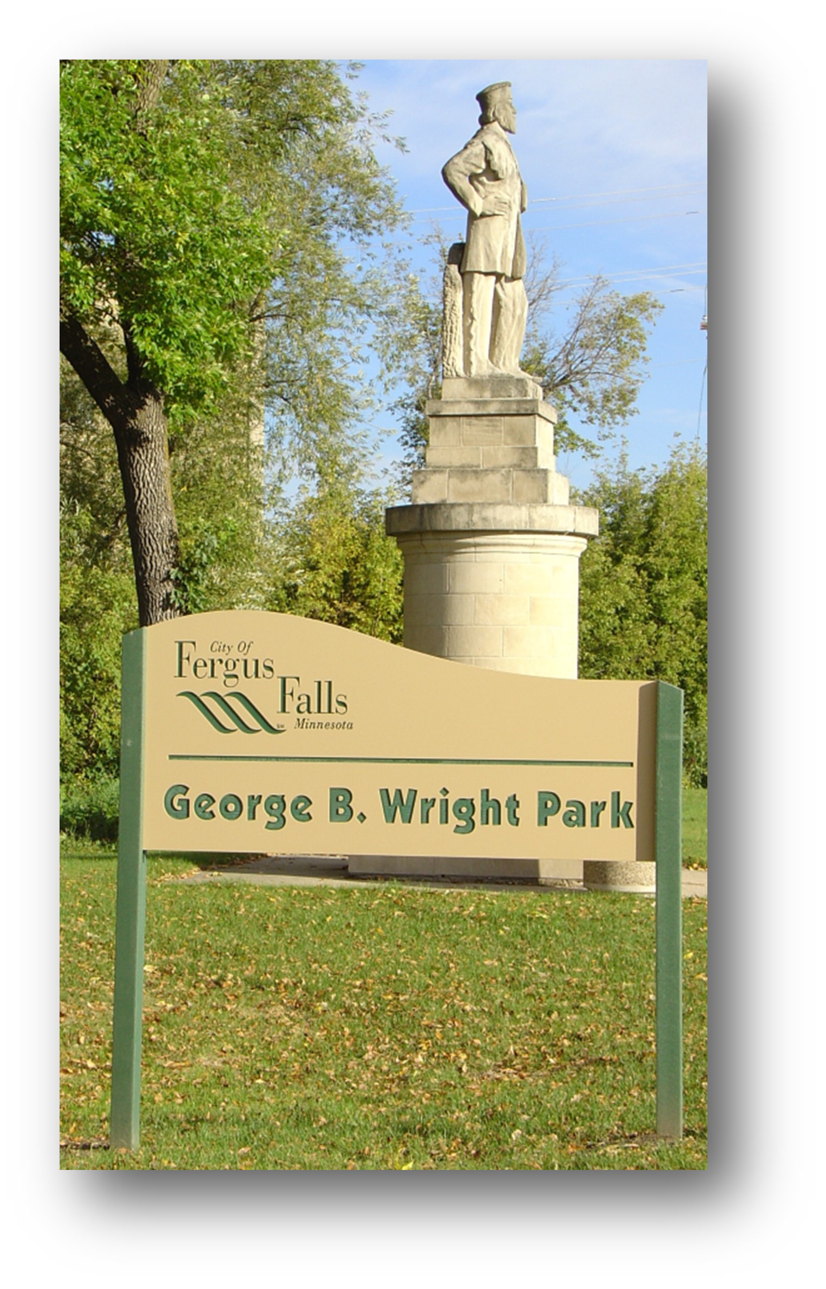 George Wright Statue and Sign in Park