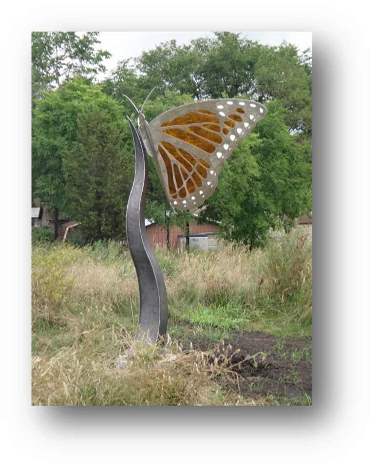 Butterfly sculpture in Noyes Park