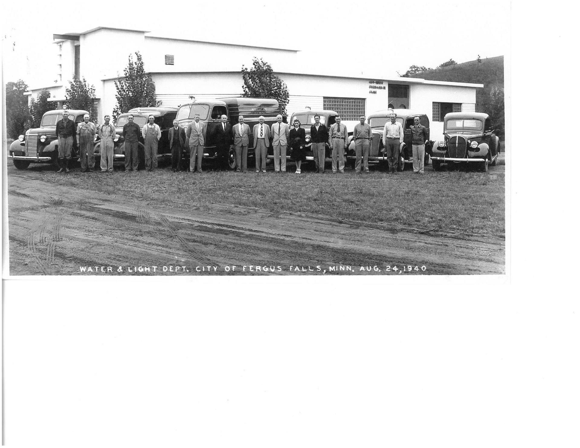 staff in front of water plant 1940