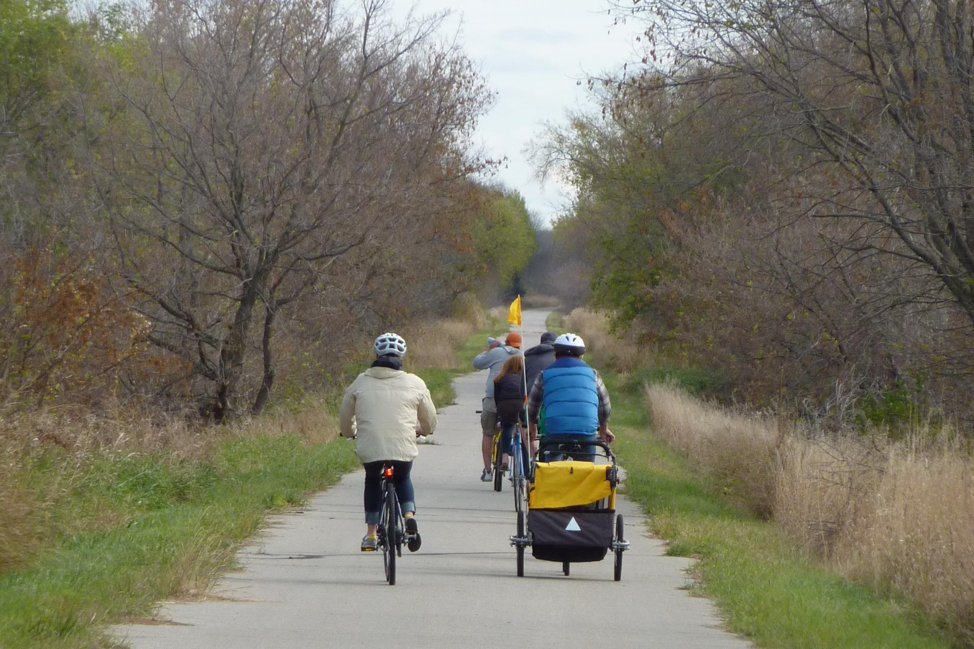 Group of bicycles on the Central Lakes Trail