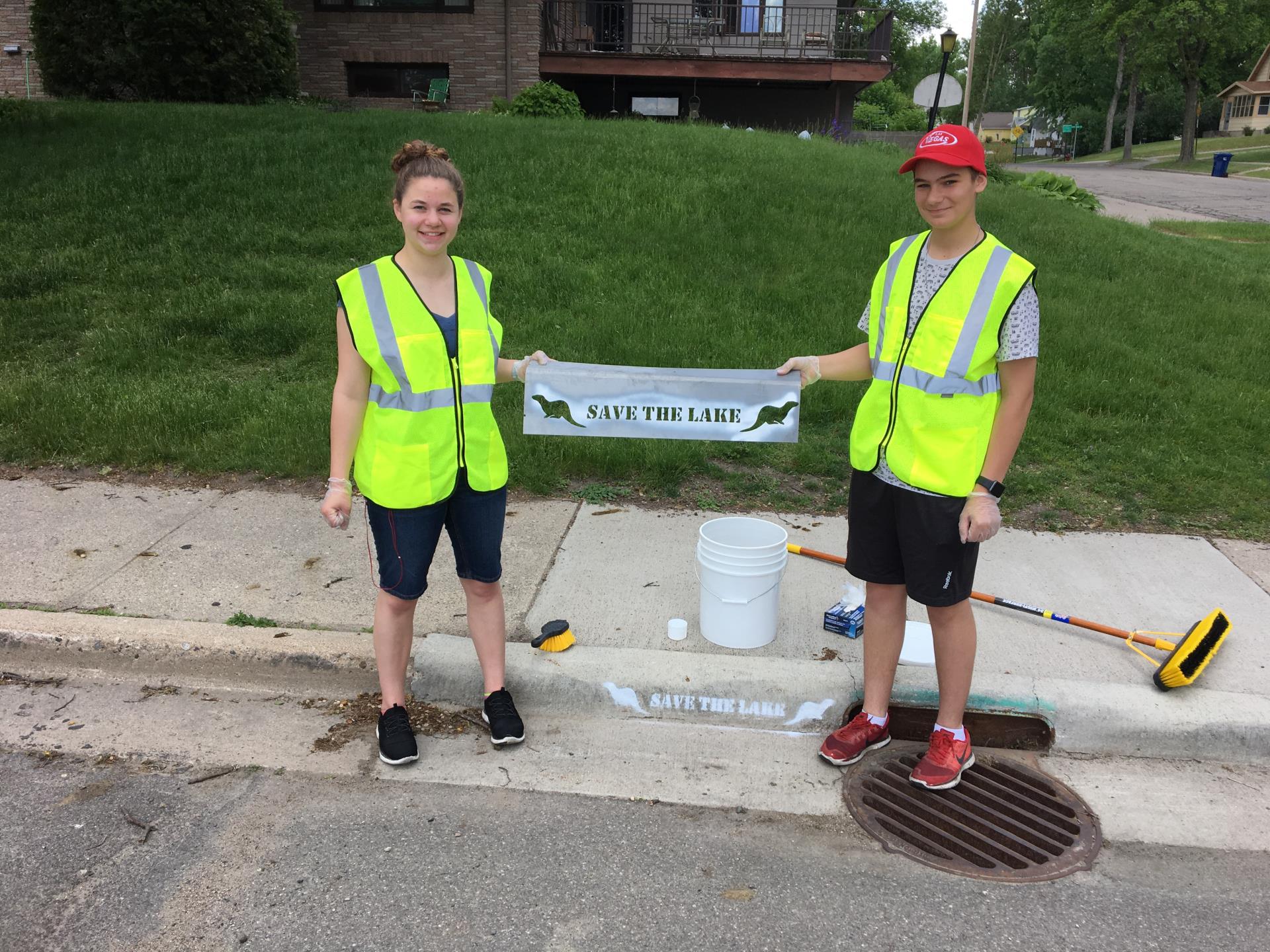 Image of Save the Lake Stenciling Project volunteers